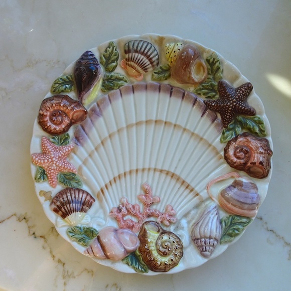Ceramic Summer Seashell Mermaid Decor Kitschy Beach Babe Decorative Plate - Picture 4 of 5